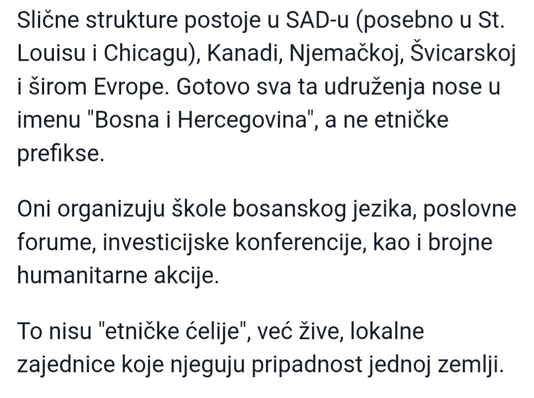Жељка Цвијановић (@cvijanovic_z) on Twitter photo Не смета ми ничија дијаспора, већ сарајевске злоупотребе којих никако да се оканете.
И да вас подсјетим, Србима је матерњи језик српски, а Хрватима хрватски. Толико о језику, школама и "заједничкој бх дијаспори".
А ако је та мрежа везана за кабинет једног члана Предсједништва, Не смета ми ничија дијаспора, већ сарајевске злоупотребе којих никако да се оканете.
И да вас подсјетим, Србима је матерњи језик српски, а Хрватима хрватски. Толико о језику, школама и "заједничкој бх дијаспори".
А ако је та мрежа везана за кабинет једног члана Предсједништва,