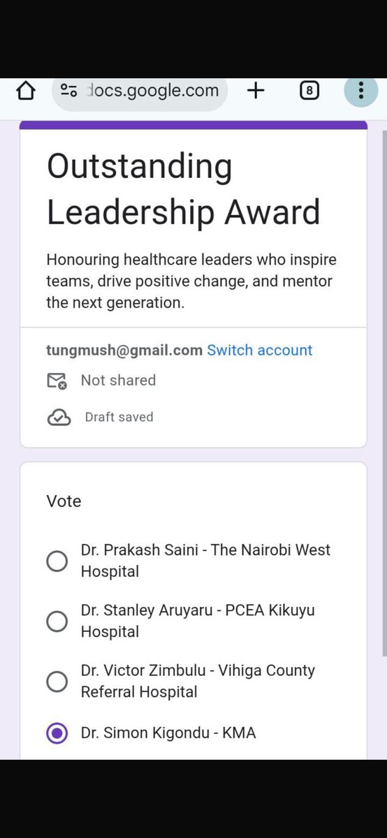 simonkigondu's tweet image. Outstanding Leadership Award

Vote Dr Simon Kigondu

Click on this link 
daktariaquickone.com/vote