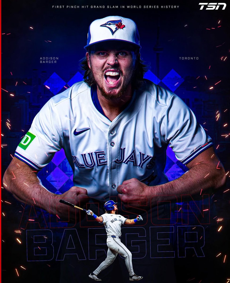 sandropacheco71's tweet photo. #TorontoBlueJays #AddisonBarger hit the first #PinchHit #GrandSlam in #WorldSeries #History. The hit came in #Game1 of the #2025WorldSeries on Friday October 24, 2025 in #Toronto #Ontario #Canada🇨🇦 versus the #LosAngelesDodgers. #MLB #MakingHistory #WANTITALL #LightsUpLetsGo https://t.co/OWacl6CB6C