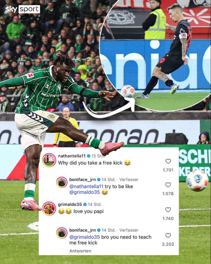 📌Boniface tid i Werder Bremen har inte blivit som han hade tänkt sig, men anfallaren har humor i alla fall⤵️