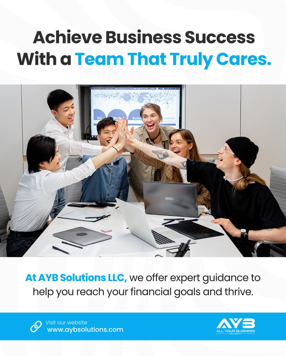 AYBSolutions's tweet image. Build a stronger business with a team that&apos;s invested in your success.

At AYB Solutions LLC, we provide dedicated guidance to help you meet your financial objectives and grow with confidence.

🔗aybsolutions.com

#BusinessSolutions #FinancialPlanning #SmallBusinessSupport