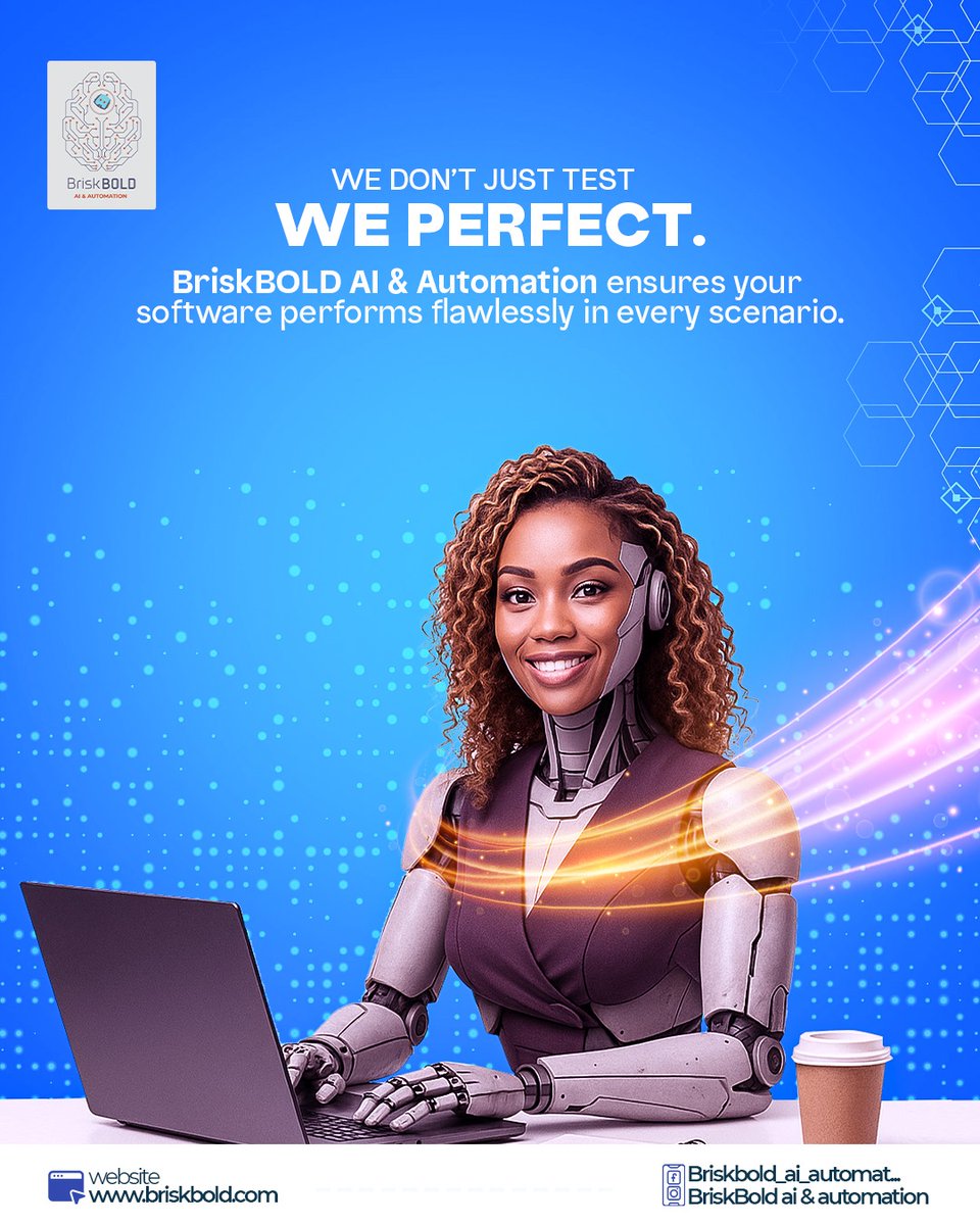 BriskBoldAI's tweet image. Testing that transforms performance.
BriskBold AI & Automation delivers precision-driven software testing for results you can rely on. 💼
#SoftwareTesting #QualityEngineering #Automation #BriskBoldAI #AIinAction