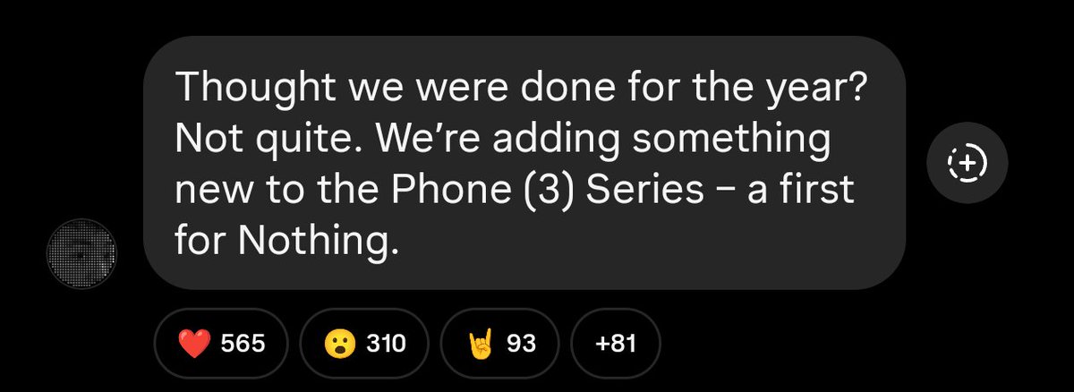 CARL PEI CONFIRMS 🚨:

We’re not done for the year.

A new Phone (3) Series device is coming - a first for Nothing.

<a href="/getpeid/">Carl Pei</a> 🗣️ “Thought we were done for the year? Not quite.”