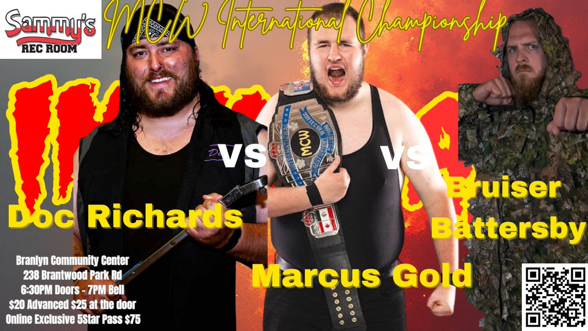 MCWBrantford's tweet image. Match 3 announced!!!! Championship gold on the line!!! #Brantford #Immortal #ProWrestling #Celebrating15Years 

Tickets: ticketscene.ca/events/54758/