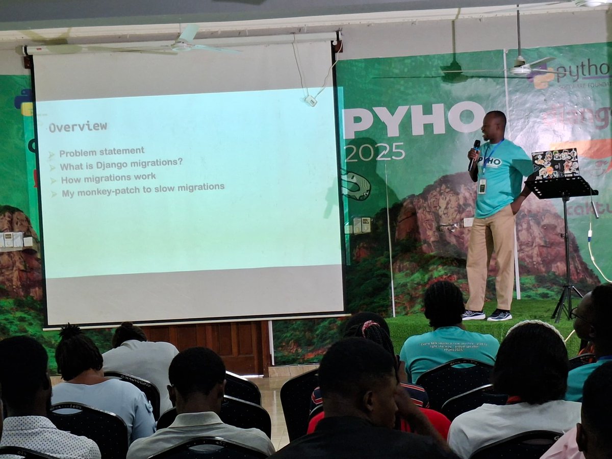 PythonHo's tweet image. Because speed isn’t luck, we “Optimize Like a Pro, When Migrations Crawl”🐢
@ezrayendau dived deep into advanced performance optimization, exploring smarter migrations, efficient queries, and techniques to make apps fly.⚡
- it’s #design, not devine🧠
#PyHo2025 #WebPerformance