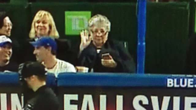 Discopatrol's tweet photo. Sure miss the Angry Jays Lady behind home plate. Hope she's watching wherever she is #BlueJays https://t.co/ZZg8ome40v