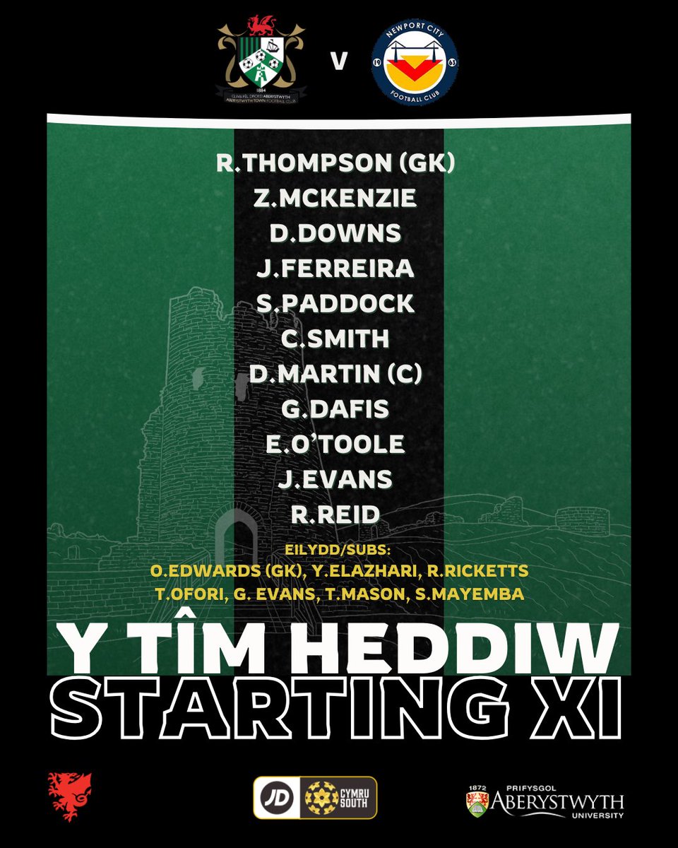 ❗️TÎM HEDDI / STARTING XI❗️

– Three changes; Auld and Ofori drop out; Ben Davies completes his suspension
- Skipper Martin, O'Toole, and Jonny Evans enter the XI

Kick-off at 2:30pm  – c'mon Aber! 💚

#AberFelUn | #AberAsOne