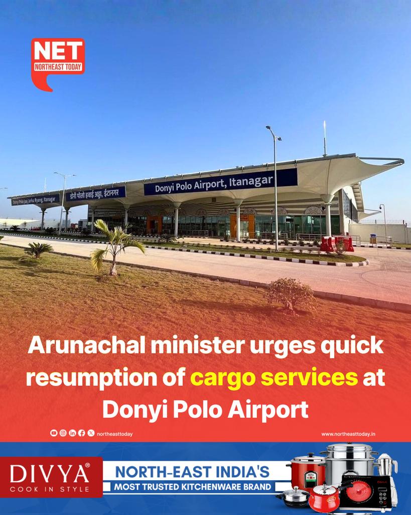 NortheastToday's tweet image. #NetSnippet | Arunachal Pradesh Civil Aviation Minister Balo Raja has urged for the early restoration of air cargo services at the Donyi Polo Airport in Hollongi, which were temporarily halted after operations shifted to the new terminal building on September 4.
Read more..…