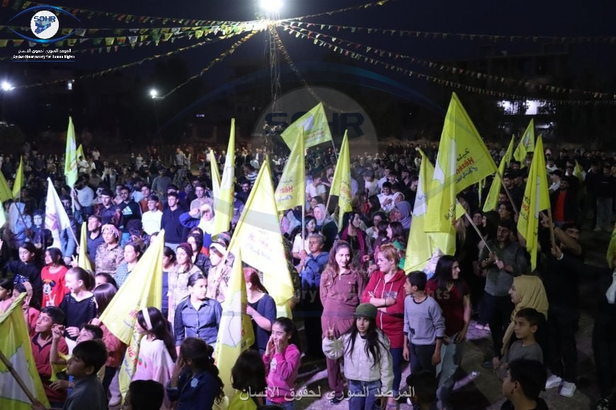 RojavaNetwork's tweet image. Celebrations in the city of Dêrîk in support of the Syrian Democratic Forces