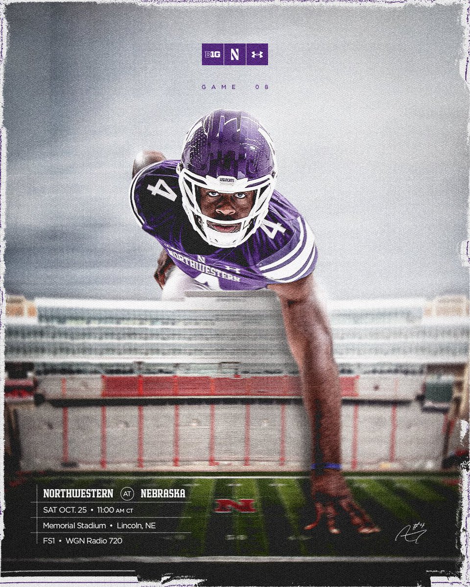 NUFBFamily's tweet image. Saturday Morning with the &apos;Cats

🆚 Nebraska
⏰ 11 am CT
📺 @FS1 
📻 @WGNRadio // tinyurl.com/4ub59fhd
📊 stats.statbroadcast.com/statmonitr/?id…..