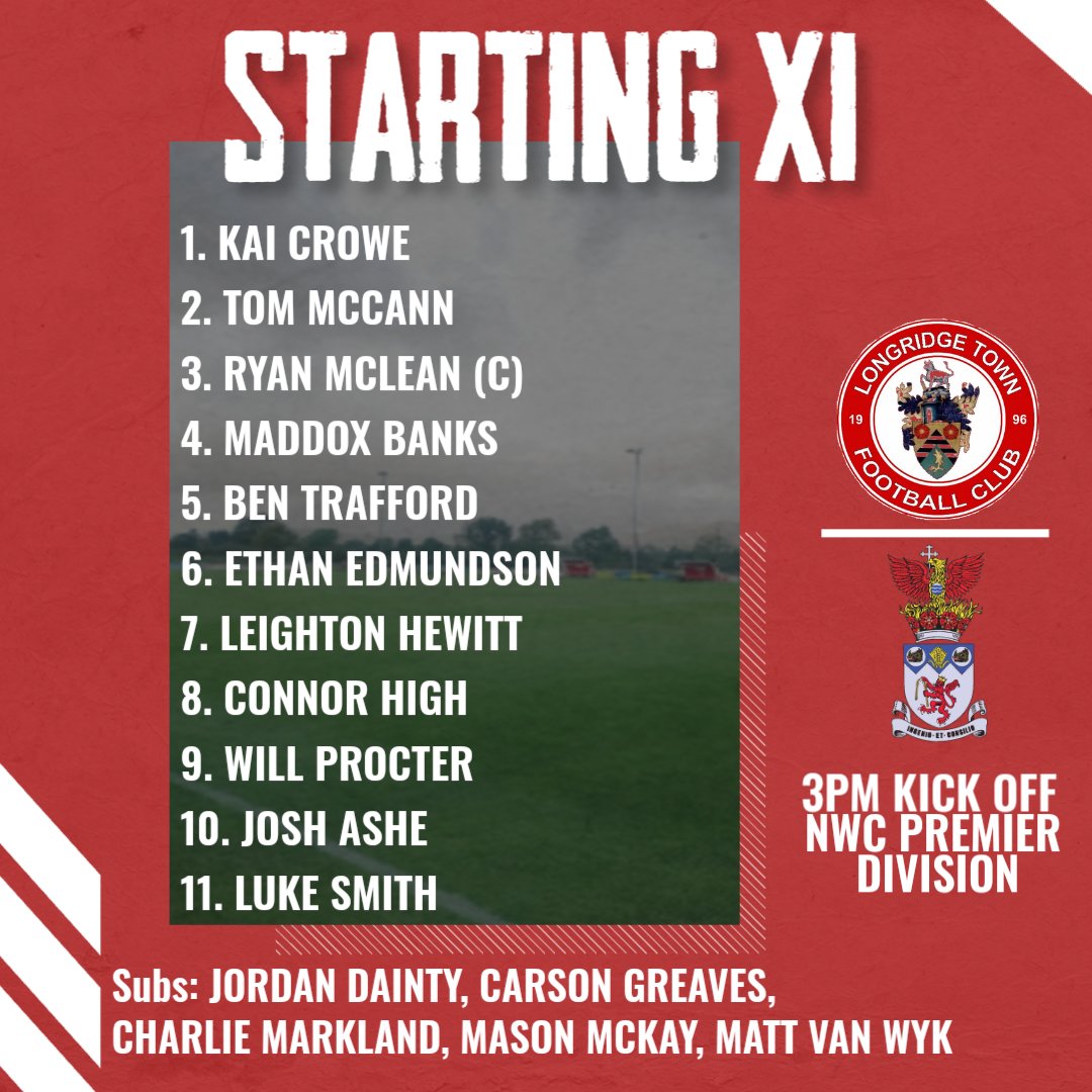 LongridgeTownFC's tweet image. 📋 𝗧𝗲𝗮𝗺 𝗻𝗲𝘄𝘀

Injury means Bellizia misses out, welcome Kai Crowe 🧤

Marshall, Fletcher and Anderton also miss out due to injuries and suspensions.

#UpTheRidge