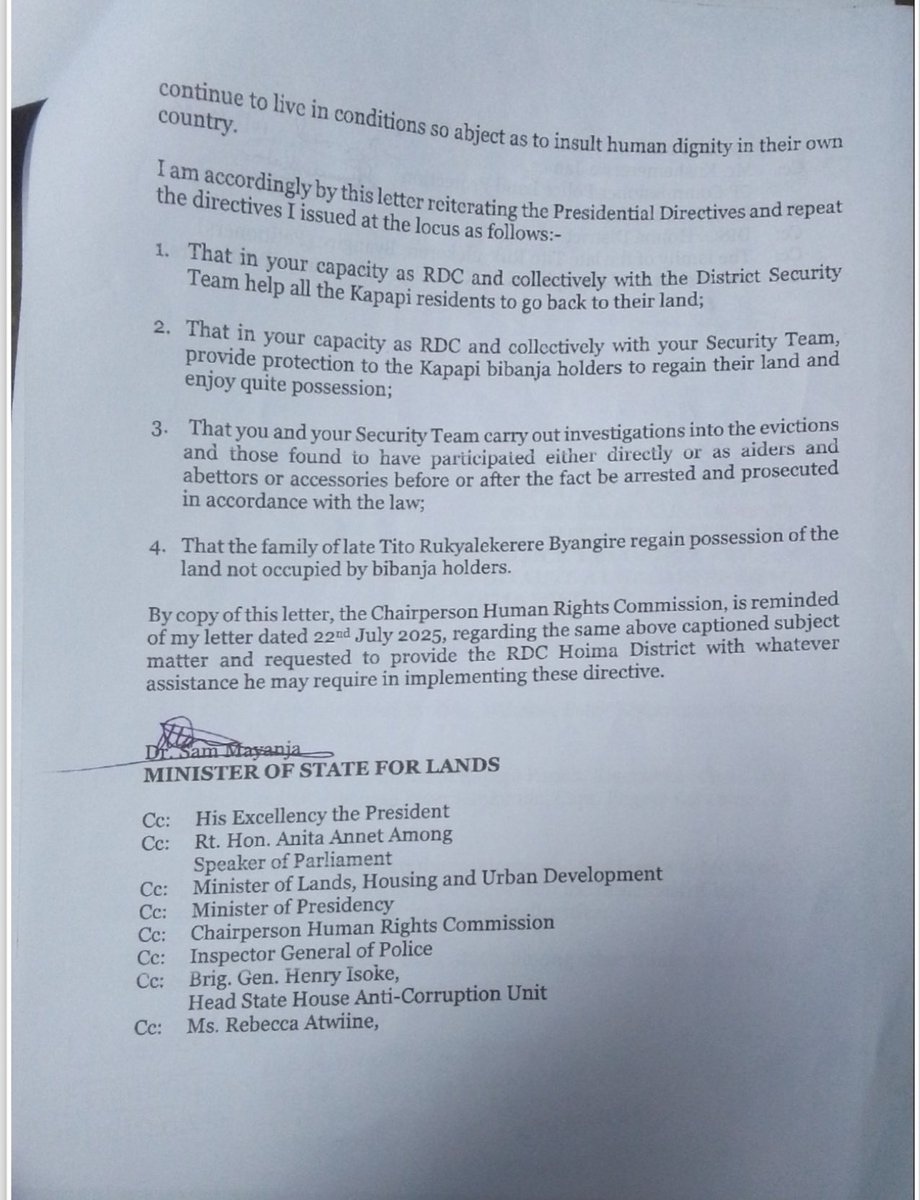 Following the illgal evictn of Kapapi residents by Brig. Peter Akankunda &amp; his goons in Feb 2023, 100s of families were rendered homeless. Victims moved frm office to office seekng 4 justice in vain until Hon.Mayanja intervened wth orders 4 victims return 2 land #justice 4 kapapi