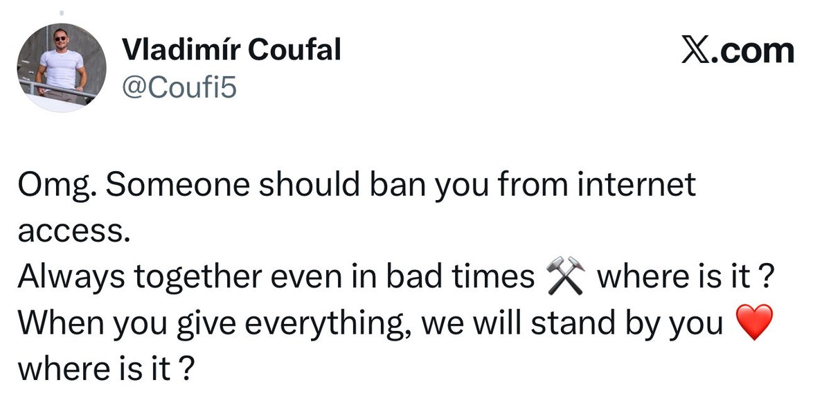 Yeah fair enough <a href="/Coufi5/">Vladimír Coufal</a> but Soucek isn’t good enough to play Premier League football anymore. It’s as simple as that.