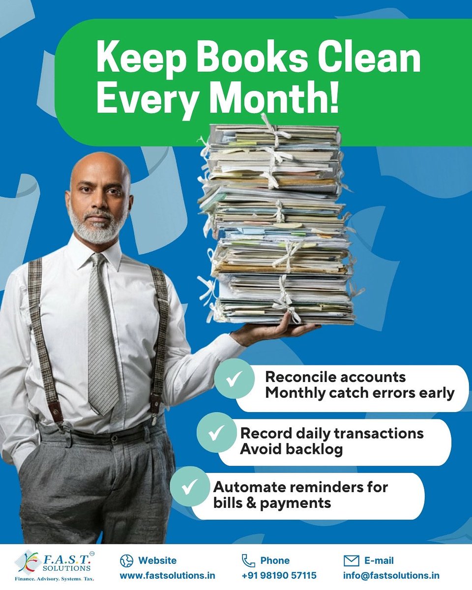 FASTSolutionsI1's tweet image. Busy running your business? We’ll handle your books. From daily records to monthly reports, Fast Solutions keeps everything clean, clear, and stress-free.

Save time, avoid errors, and stay tax-ready every month!

DM us to get started today.

#Tax #SmartCompliance #BusinessGrowth