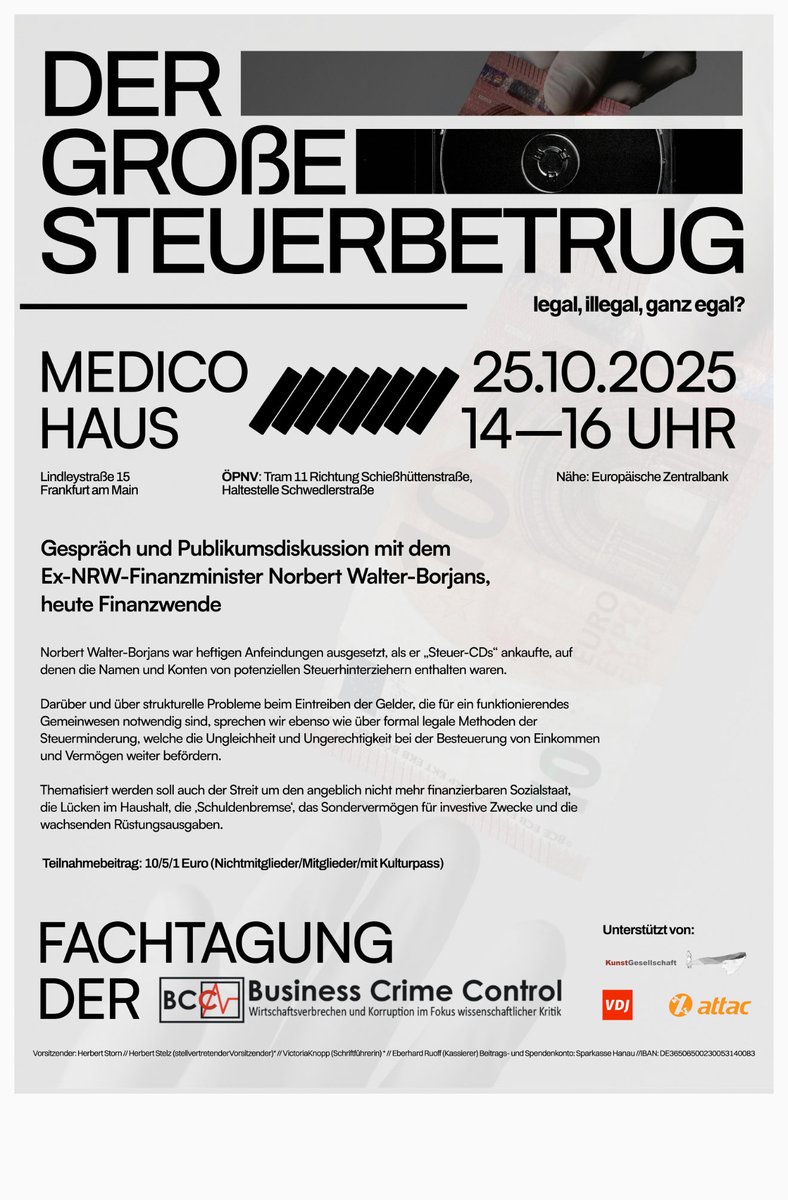 AjpmNews's tweet image. Jetzt: Business Crime Control (#BCC) zum Thema #Steuerbetrug , Cum-EX, Steuer-#CD’s etc., mit #Norbert-Walter_Borjans, ehemals @landnrw #Finanzen, @spdde und @Koeln .
