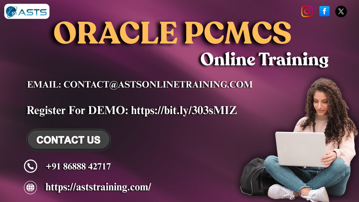 AstsTraining's tweet image. 𝐑𝐞𝐠𝐢𝐬𝐭𝐞𝐫 𝐟𝐨𝐫 𝐃𝐞𝐦𝐨 𝐨𝐧 𝐎𝐑𝐀𝐂𝐋𝐄 PCMCS: bit.ly/303sMIZ
𝐊𝐧𝐨𝐰 𝐌𝐨𝐫𝐞: aststraining.com
#OraclePCMCSNewBatch #PCMCSOracle #PCMCSCourse #PCMCSOnlineTraining #PCMCSTraining #oraclepcmcs #PCMCSTraininginHyderabad #PCMCSOnlineCourse #LearnOnline