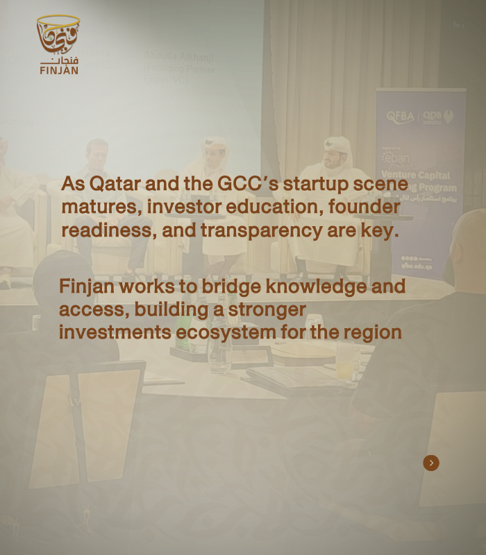 FinjanVC's tweet photo. شارك شريكنا المؤسس،  عبد الله الخنجي، في حلقة نقاشية بالتعاون مع بنك قطر للتنمية وشبكة EBAN الأوروبية 

Our co-founder, AlKhenji   , joined a panel discussion in collaboration with Qatar Development Bank and EBAN  — the European Business Angels Network https://t.co/6WWdXtdPUl