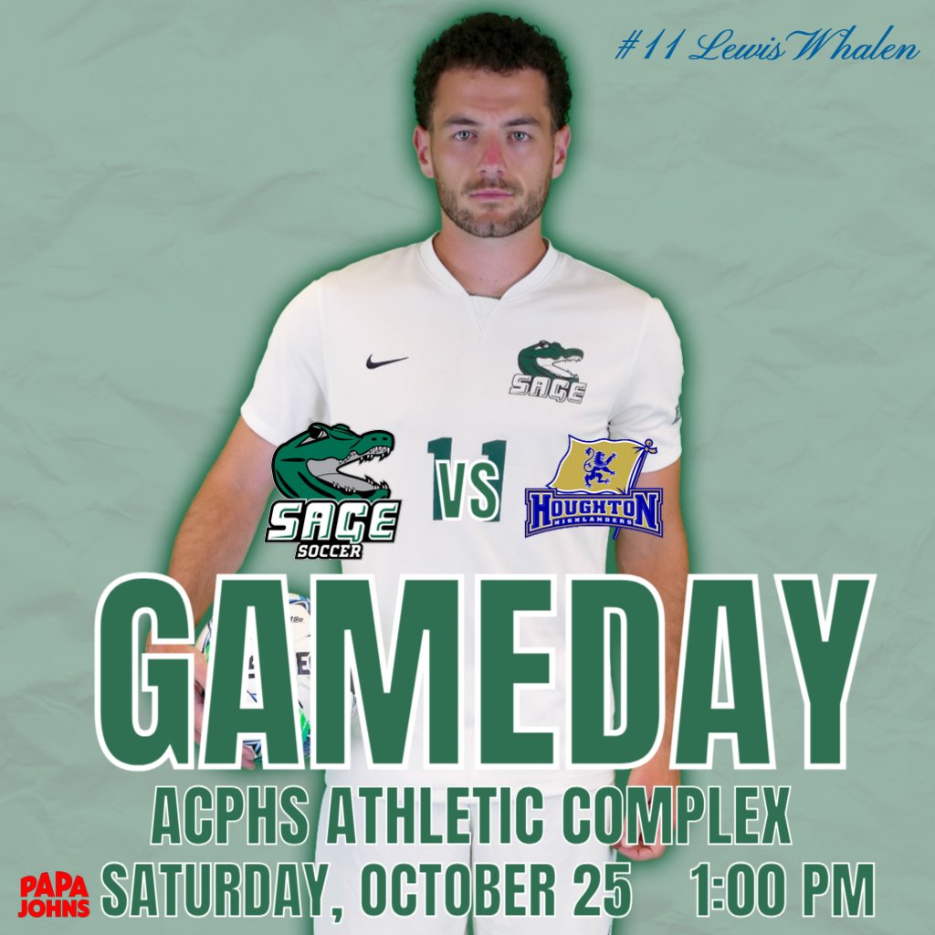 #SageNation Men's Soccer continues it's home schedule on Saturday as they host Houghton for an #E8 matchup.  

🆚Houghton 
📍ACPHS Athletic Complex 
⏰1:00 PM
📺sagegators.com/composite

#SageGators / #RussellSageCollege / 🐊⚽️