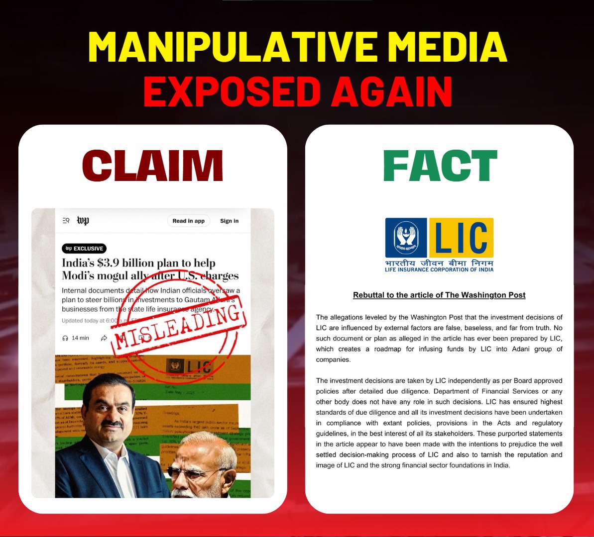 imjagdish78's tweet photo. No secret deals. No political push.
Just data, discipline, and ₹22,000+ cr results.
LIC’s Adani portfolio is proof that
India’s institutions are stronger than Western spin.
#WashingtonPostExposed https://t.co/9rhtFEcuLu