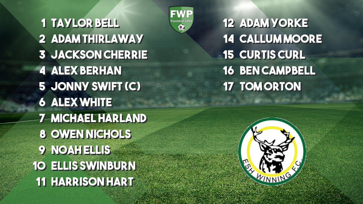 ESH WINNING: Bell Thirlaway Cherrie Berhan Swift (C) White Harland Nichols Ellis Swinburn Hart; SUBS: Yorke Moore Curl Campbell Orton fwp.co/LzMLfy