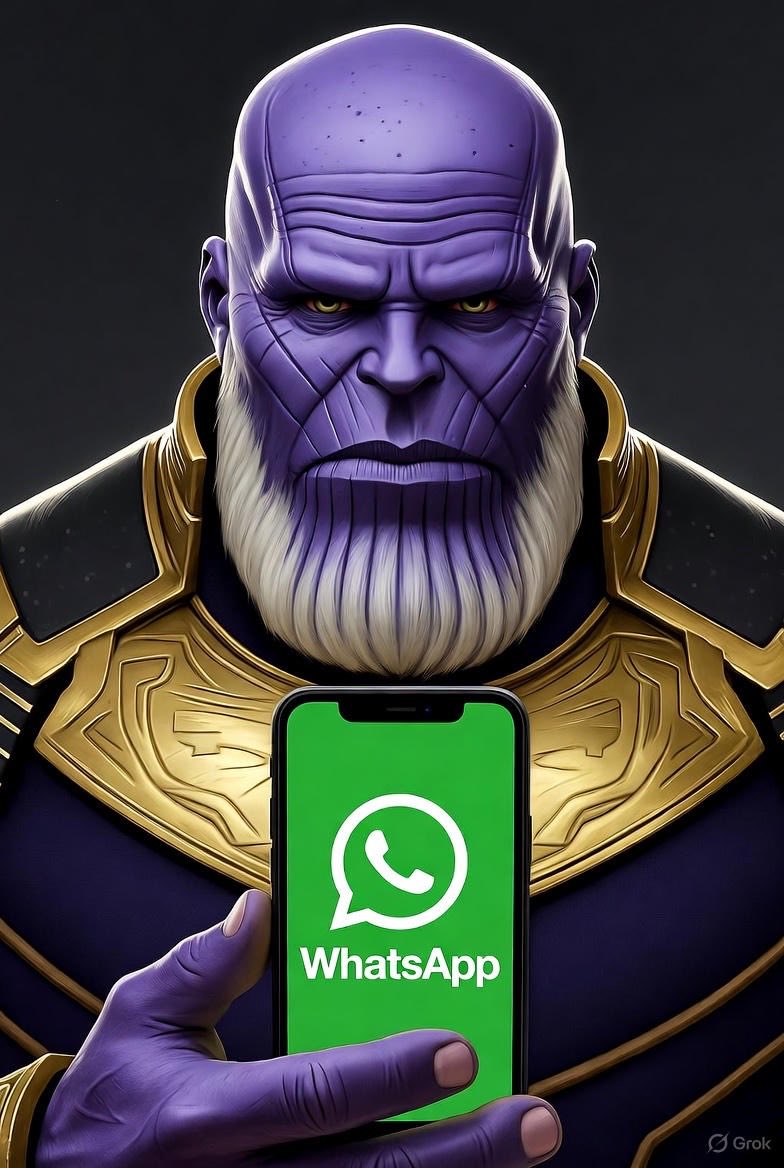 M_kryss's tweet photo. Si Thanos voulait vraiment sauver l’univers, il aurait juste supprimé les groupes WhatsApp de famille. 💬 https://t.co/zAijtOMmK1