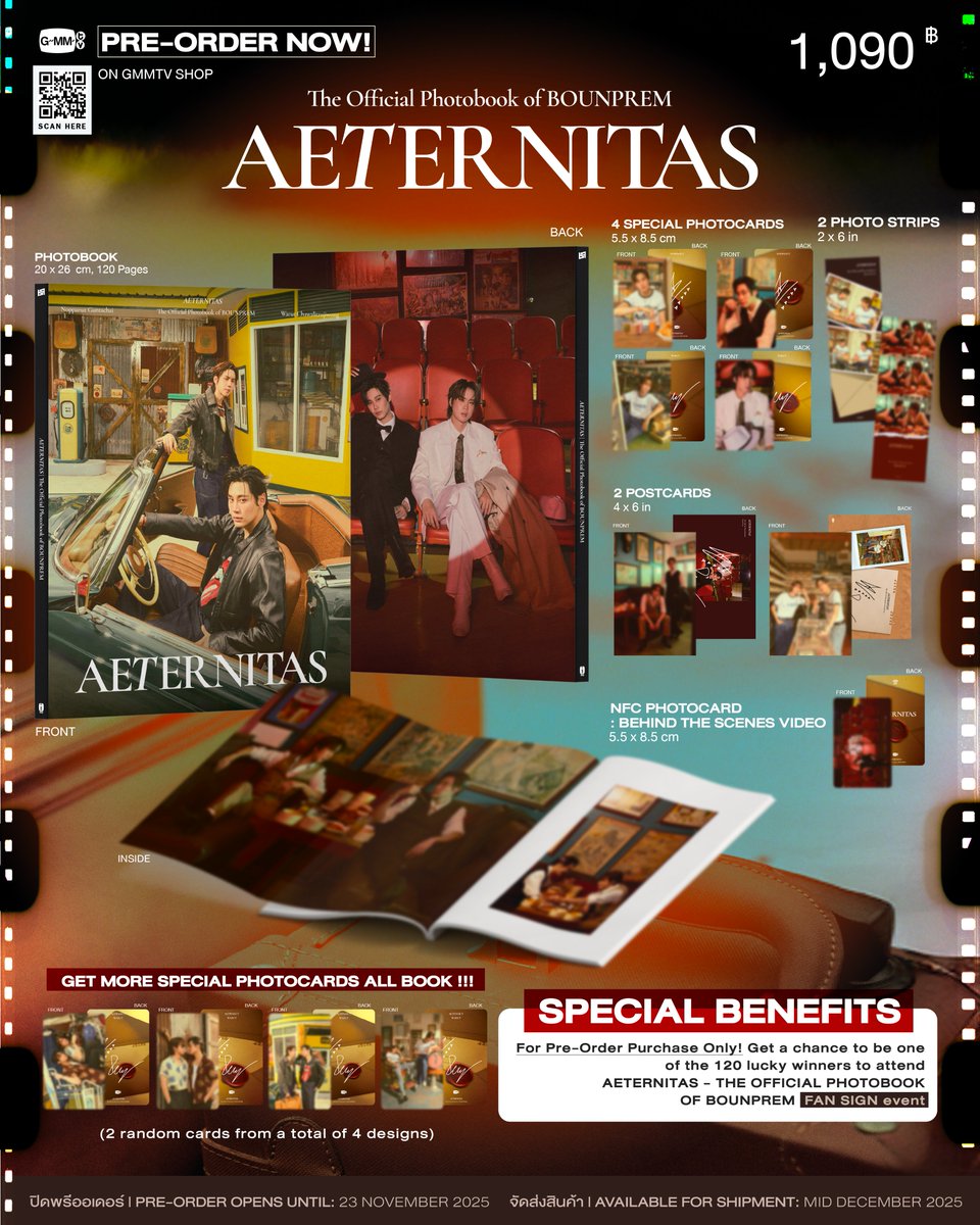 GmmtvShop's tweet image. PRE-ORDER NOW! AETERNITAS | THE OFFICIAL PHOTOBOOK OF BOUNPREM ON GMMTV SHOP

สั่งซื้อที่นี่ / Order Here
AETERNITAS | THE OFFICIAL PHOTOBOOK OF BOUNPREM
gmm-tv.com/shop/aeternita…

Pre-order opens now until November 23, 2025.
All purchase orders will be shipped sequentially…
