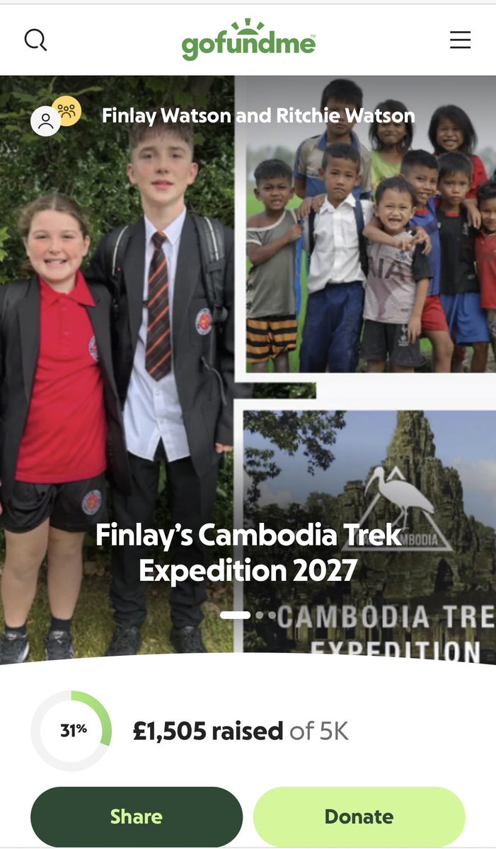 Support Finlay on his Cambodia trek ❤️gofundme.com/f/finlays-camb…