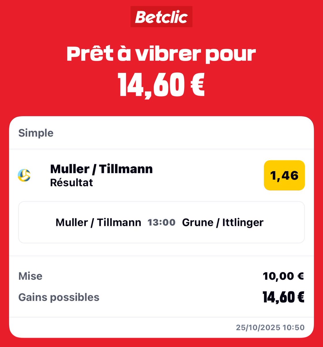 CARTOUCHE PRONO 🧨🥇 (@tontonseb10) on Twitter photo 🏝️🏖️10€ TO 10 000€ OBJECTIF MALDIVES 🇲🇻🚀
Palier 1 : 10€➡️14,60€
FAV ❤️+ RT ♻️
Si pars magie 🪄 on valide c’est 30 paliers j’offre 10x100€✅
Je prendrais uniquement ceux qui partage tout mes post , donnant donnant la force 💪💪
#TeamParieur 🏝️🏖️10€ TO 10 000€ OBJECTIF MALDIVES 🇲🇻🚀
Palier 1 : 10€➡️14,60€
FAV ❤️+ RT ♻️
Si pars magie 🪄 on valide c’est 30 paliers j’offre 10x100€✅
Je prendrais uniquement ceux qui partage tout mes post , donnant donnant la force 💪💪
#TeamParieur
