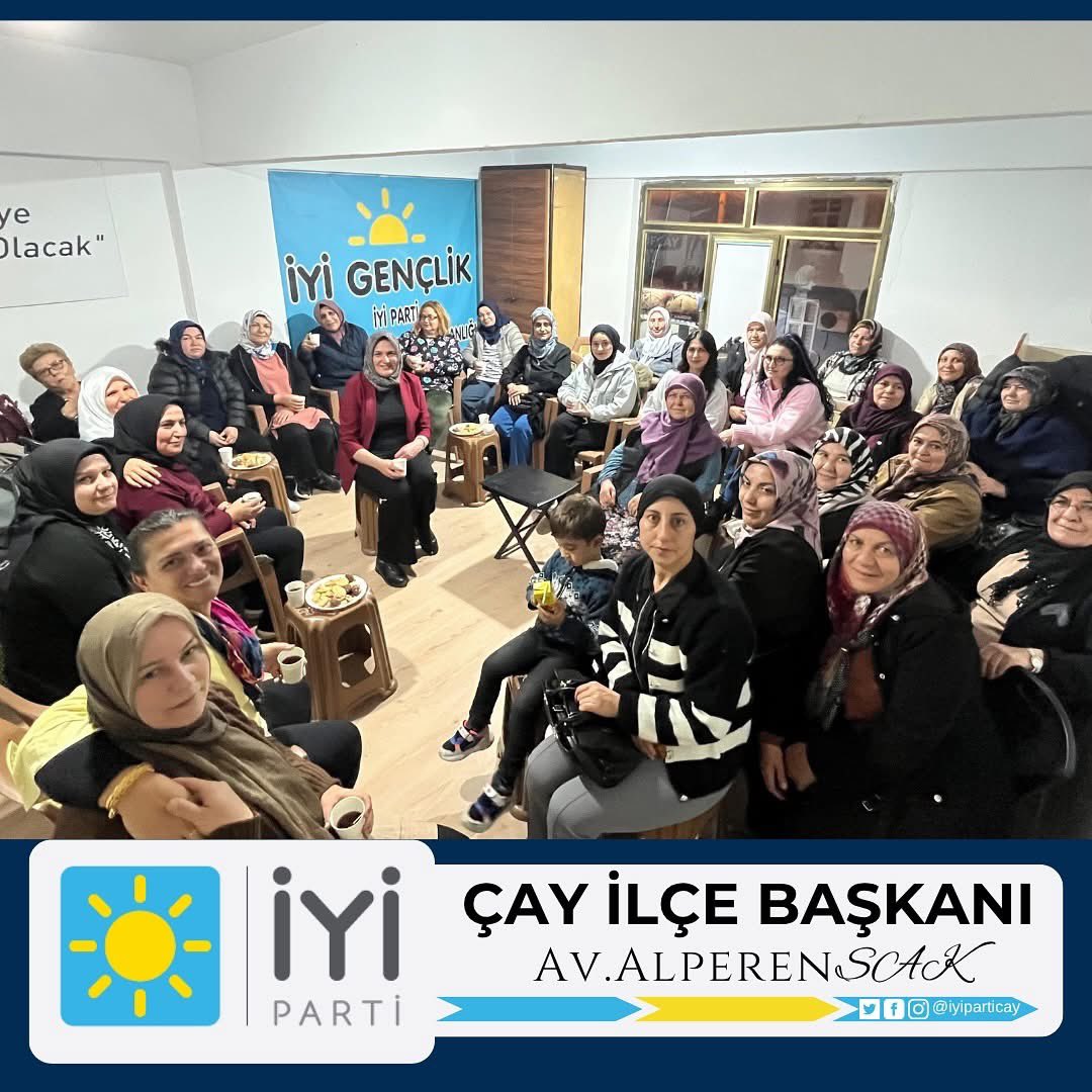 Yeşil Çay’ın Kadınları Tercihini İYİ’den Yana Kullandı
İYİ Parti Çay İlçe Başkanlığı olarak, Kadınlara Özel Üye Katılım Törenimizi büyük coşku ve heyecan ile  ilçe binamızda gerçekleştirdik.
Gösterilen yoğun ilgi bizleri son derece mutlu etti. 
Kadın varsa değişim vardır. ☀️