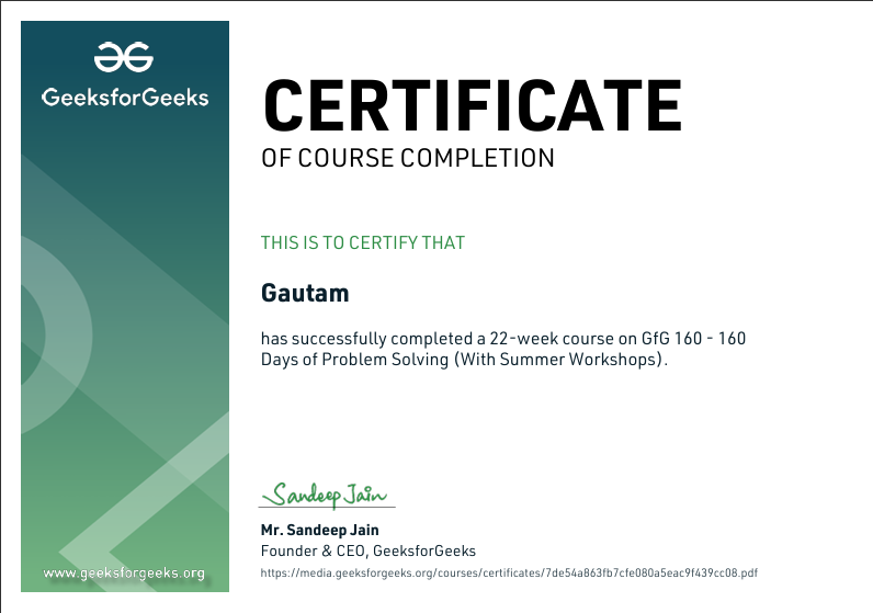 Gautam4_0_4's tweet image. Day 160/160. ✅ The 160-day coding challenge is finally complete! Just solved the last problem ("Unique Number II") and passed all test cases.   
This journey was all about discipline and consistency. 
Happy Coding  
#geekstreak2025! #100DaysOfCode @geeksforgeeks #Completed