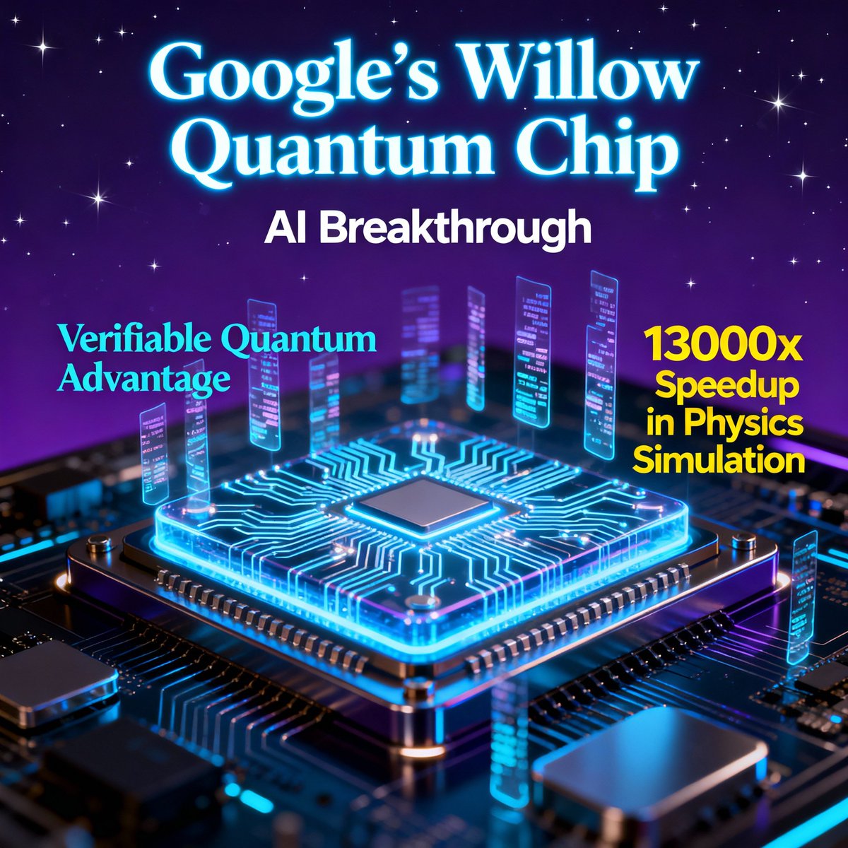 HeetDayaniBJP's tweet image. Meet Willow — the chip redefining what’s possible in quantum computing. 13,000× faster than the world’s most powerful supercomputer. The quantum era begins. #GoogleQuantumAI #WillowChip