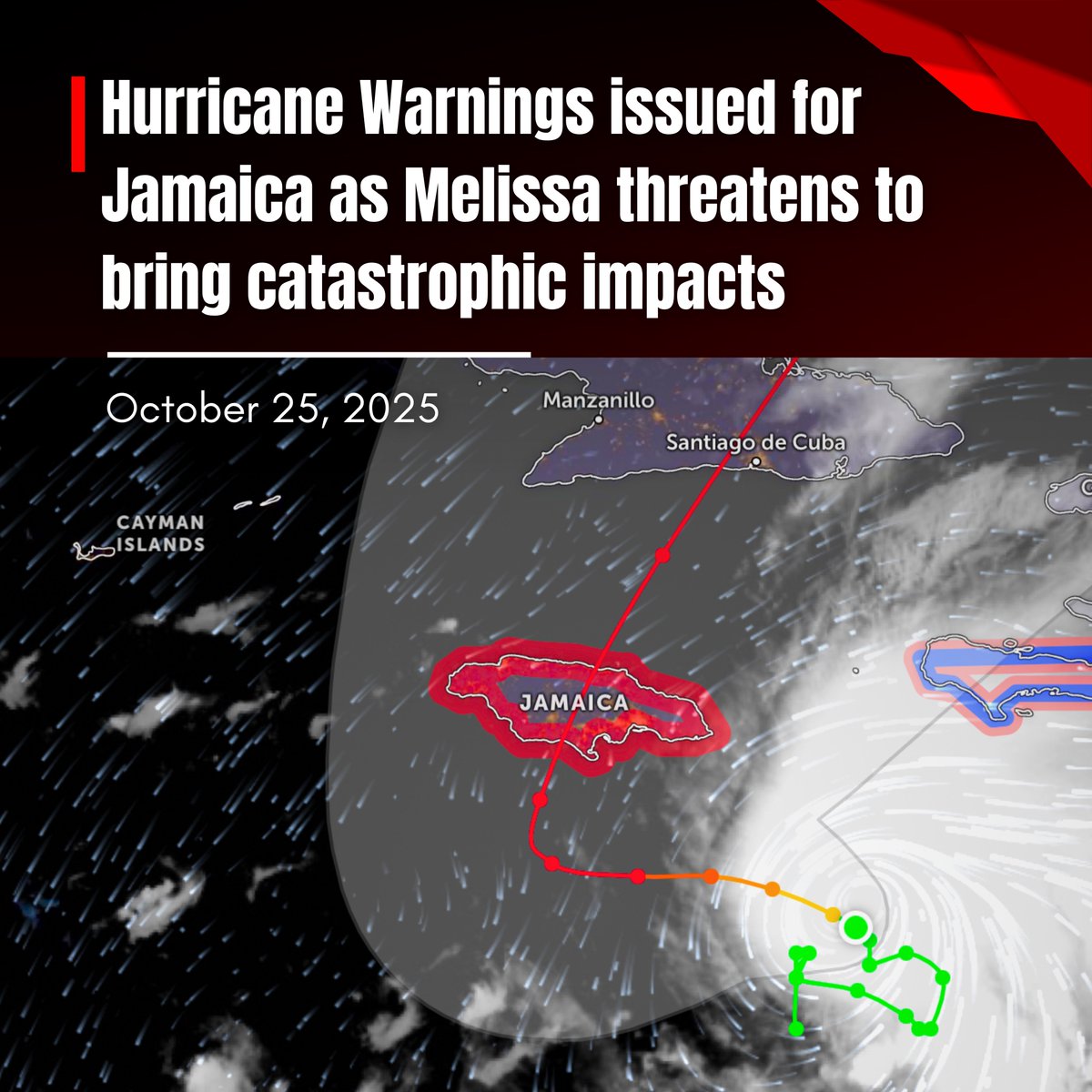 Keep the people of Jamaica in your thoughts. Melissa will likely be one of the worst hurricanes in recorded history for the island (maybe even the absolute worst), as it slowly approaches at Category 4-5 intensity unleashing extreme rainfall, destructive winds, and severe storm
