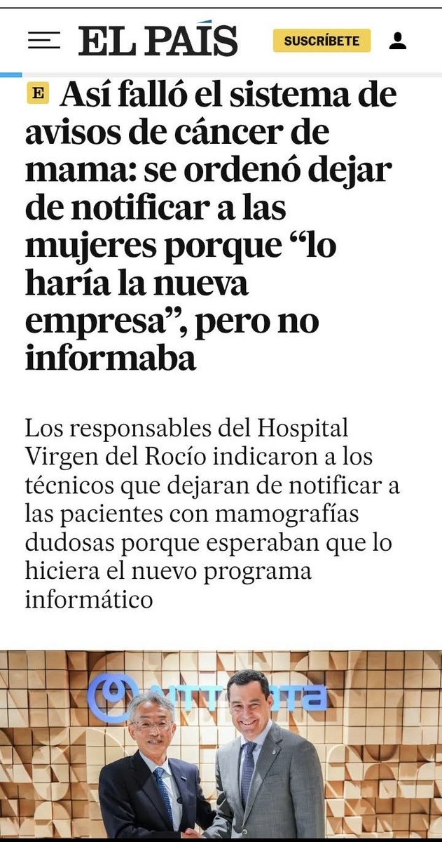 Así falló el sistema de avisos de cáncer de mama en #Andalucía : se ordenó dejar de notificar a las mujeres porque "lo haría la nueva empresa", pero no informaba. ¿Culpable ? La privatización sanitaria de Moreno Bonilla