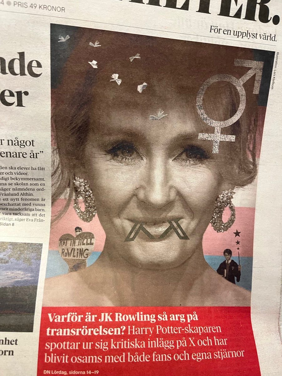 AgnesWold's tweet image. Den här bilden av JK Rowling på DN:s förstasida kommer att ingå i framtidens böcker i kvinnohistoria. Folk kommer att skaka på huvudet och säga att det är ”deep fake”