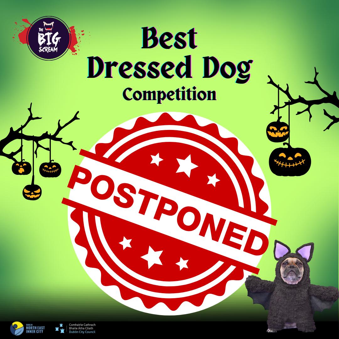 DubCityCouncil's tweet photo. Due to the unexpected closure of Diamond Park, the Big Scream Best Dressed Dog Competition due to take place today, Saturday 25th October, has been postponed until further notice.
Further details will follow over the coming days.
 
#BigScream # #NEIC #DCC #Postponed #BestDressedDogCompetition