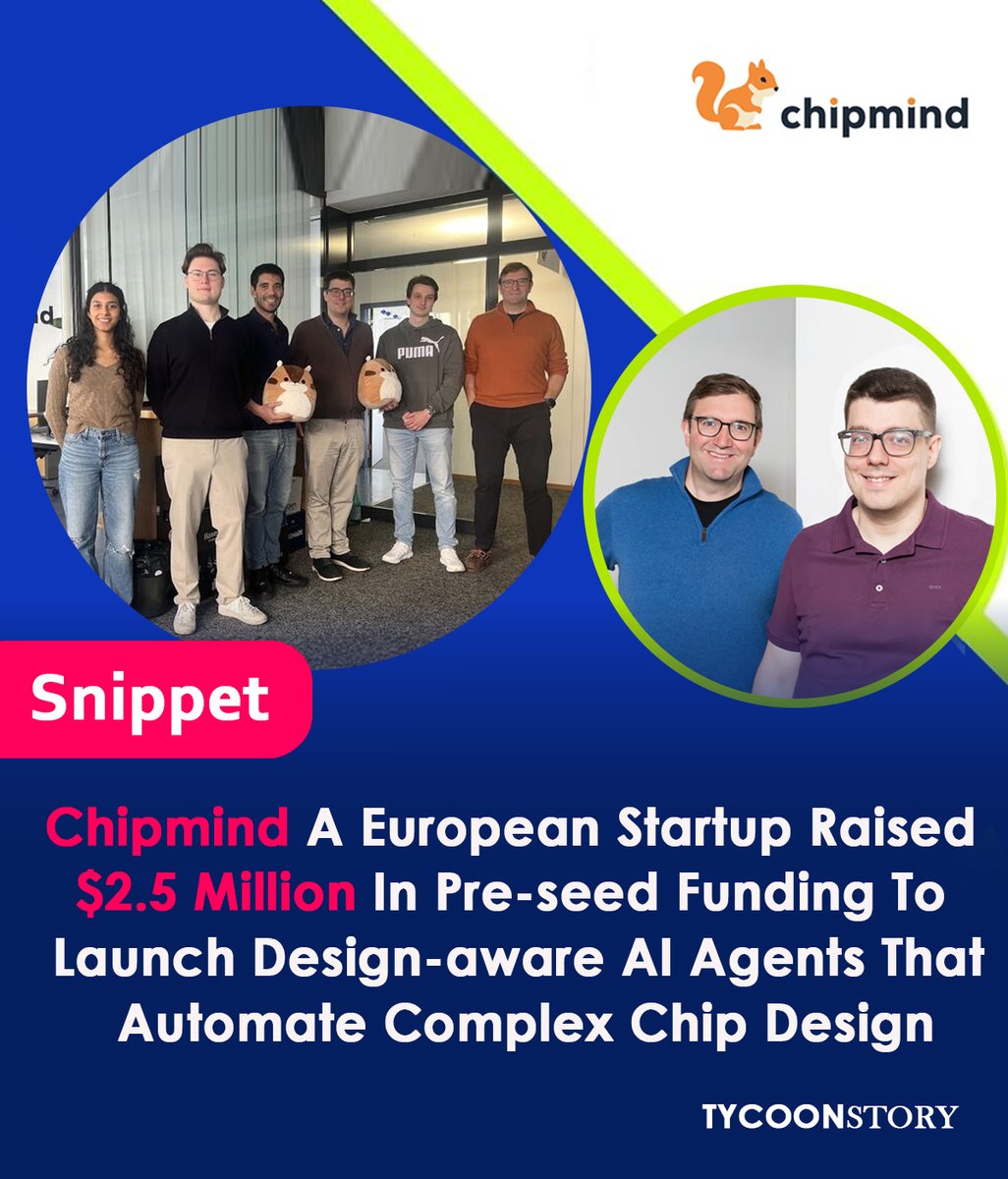 TycoonStoryCo's tweet image. 🚀 Chipmind raises $2.5M to launch AI Agents for Chip Design

These smart agents automate chip design, save engineers 40% of their time, and make legacy systems AI-ready.

tycoonstory.com

#ai #chipdesign #semiconductors #chipmind #aiagentsforchipdesign #techinnovation