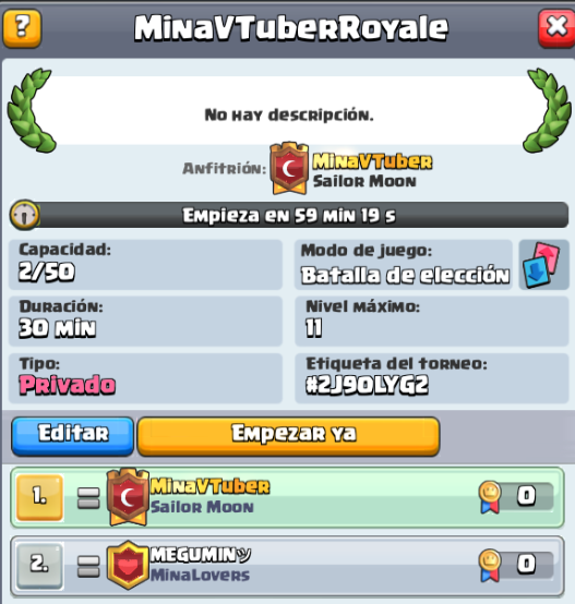 Estamos en twitch realizando un torneo (twitch.tv/minavtuber) el ganador se llevará un pass royale :D <3