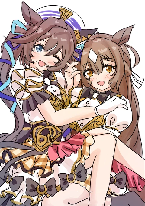 #ウマ娘 6thイベントフラスタ用ラフ(ヴィブち抱っこバージョン)