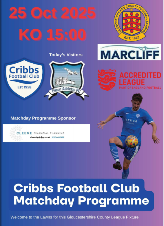GlosCounty's tweet photo. @FiltonAthletic will be after second place when they make the short trip to @CribbsFC Reserves, who will be hoping to move up the table 

Programme : https://t.co/dBFwOm8PkW https://t.co/fqIIBUFgA2