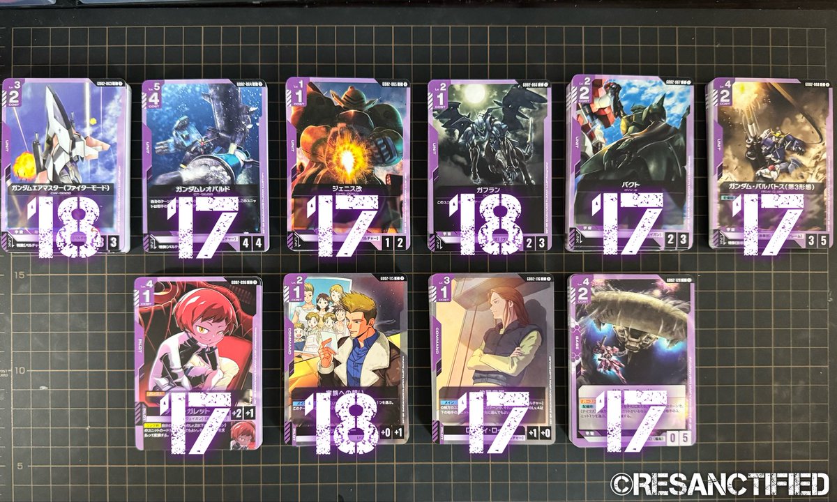 resanctified's tweet photo. [GD02 Case Pulls]

🟪 CUR Quantities

R - 7 types, 7-8 copies each
U - 8 types, 16 copies each
C - 10 types, 17-18 copies each

#ガンダムカード
#GCG
#GUNDAMCARDGAME https://t.co/RKkUqEqYRu