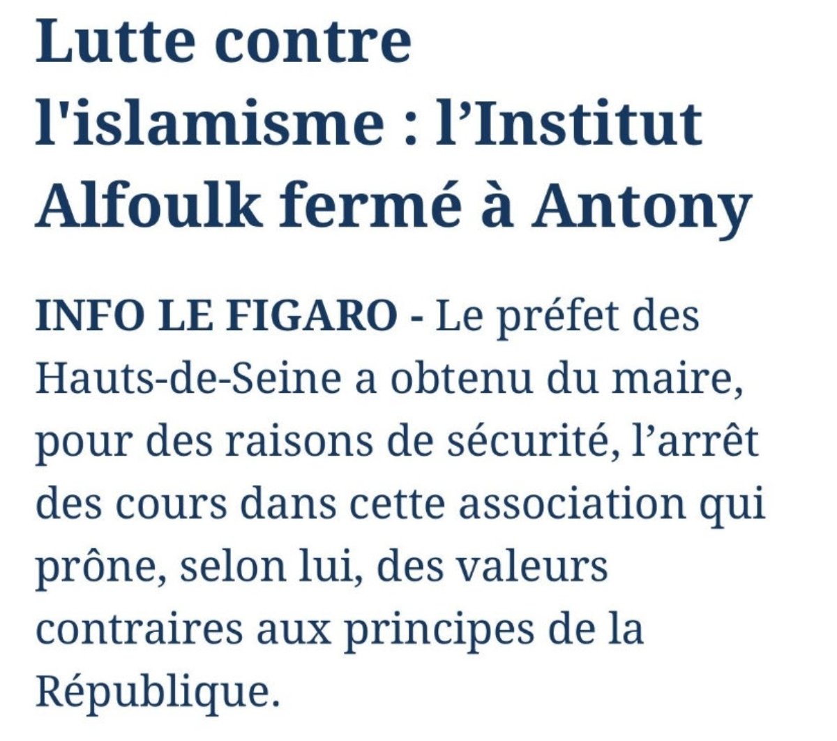 🌍 Le Monde de demain 🦋 (@le_monde2demain) on Twitter photo L'institut Alfoulk était réservé aux femmes présentant "une autorisation écrite de leur mari ou de leur père".
🇫🇷 La République, c’est l’égalité entre les femmes et les hommes. Bravo au <a href="/Prefet92/">Préfet des Hauts-de-Seine 🇫🇷🇪🇺</a> 👏
Êtes-vous d'accord avec cela ?
A. Oui
B. Non L'institut Alfoulk était réservé aux femmes présentant "une autorisation écrite de leur mari ou de leur père".
🇫🇷 La République, c’est l’égalité entre les femmes et les hommes. Bravo au <a href="/Prefet92/">Préfet des Hauts-de-Seine 🇫🇷🇪🇺</a> 👏
Êtes-vous d'accord avec cela ?
A. Oui
B. Non