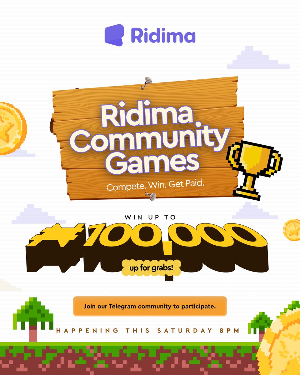 We’re backkkk! 🎉

Ridima’s Community Games return today at 8 PM with a juicy ₦100,000 prize pool! 💰

Come play, win, and have fun with the fam 👀

⏰ Don’t be late — hit the link below to join:👇

t.me/+14JqBm7n3mQ2Z…