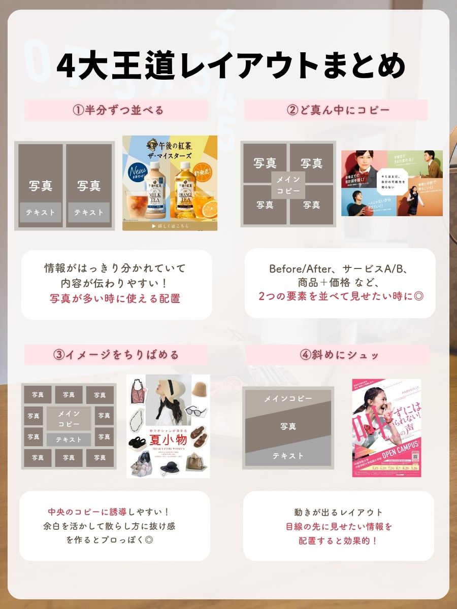 harulilistudio's tweet image. バナーデザイン迷子になってるデザイナーへ。プロも使っている王道レイアウトまとめ✍🏻
バナー作成の失敗避けたければこれ見とけば間違いない🙆♀️