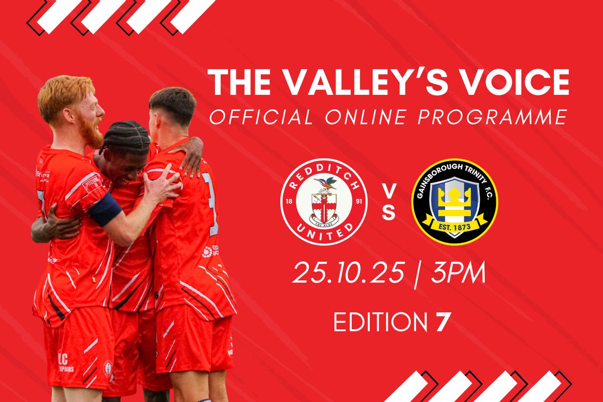 Our free online matchday programme is available to read for today's FA Trophy First Round tie against <a href="/GainsTrinityFC/">Gainsborough Trinity</a> 📖

📝 Exclusive notes from the Chairman &amp; Manager
⭐️ Liam Loughlan Player Spotlight
➕ And plenty more...

Read below ⬇️
redditchunited.co.uk/free-online-pr…