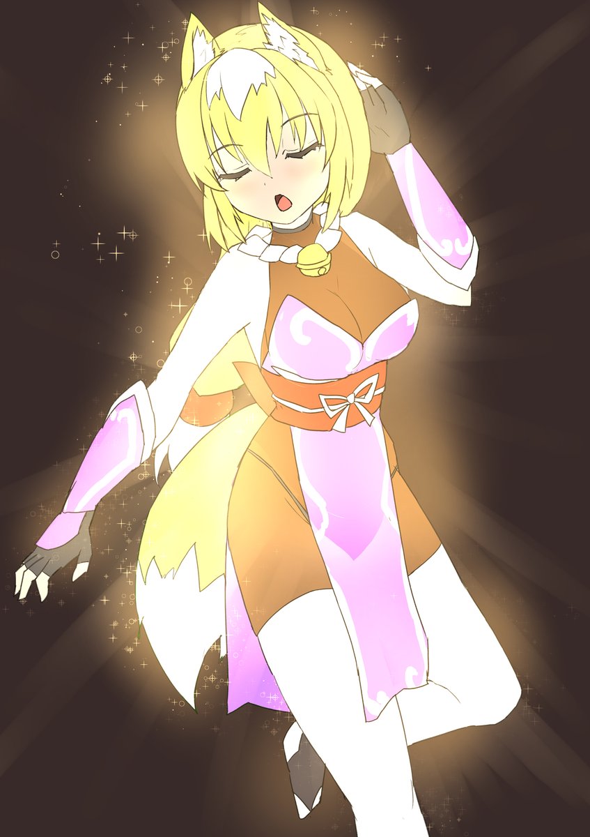 「狐忍者ここの」は単体の変身ヒロインキャラになりました
鈴に宿っている狐の妖力かなにかで変身します 