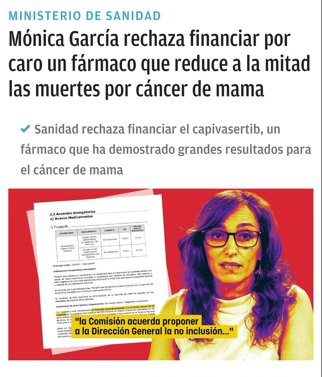 ElAguijon_'s tweet image. El Gobierno feminista de Pedro Sánchez se niega a financiar, por caro, un fármaco que reduce a la mitad la mortalidad por cáncer de mama, mientras aumenta hasta los 1.000 millones de euros los créditos y ayudas a Marruecos 

Socialismo ✊🏼