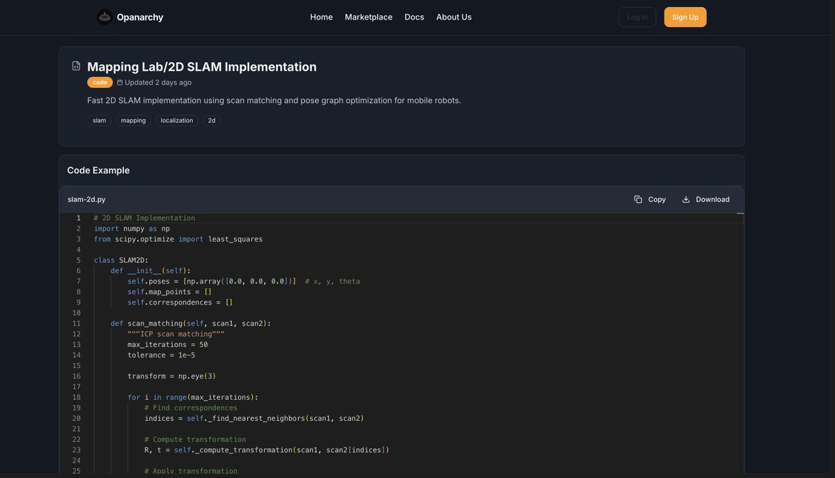 Opanarchyai's tweet image. Opanarchy Robotic Marketplace is our step toward making robotics truly open and decentralized: a platform where developers, researchers and builders can access everything needed to create intelligent machines: motion control code, perception models, hardware schematics, datasets…