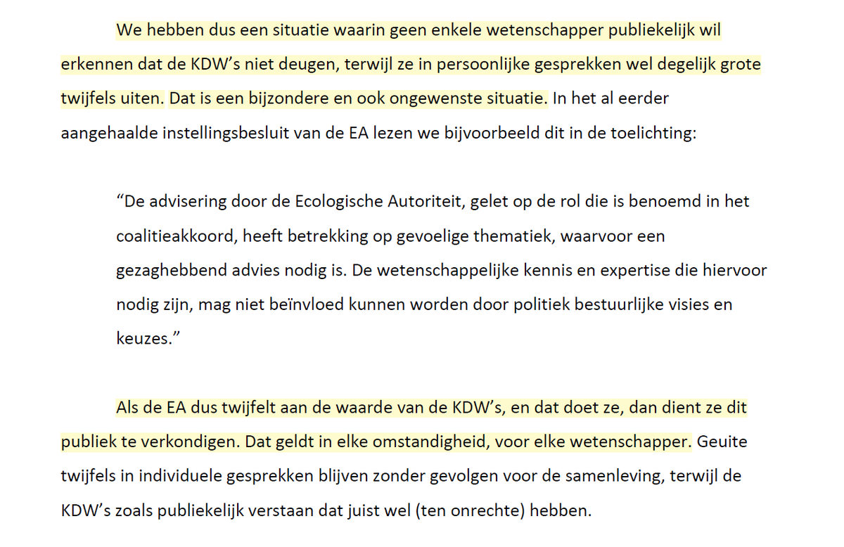 Hierdoor gaat het m.i. zo mis bij stikstof: wetenschappers durven onder druk van politiek en rechterlijke macht hun mond niet open te doen. Ook de Ecologische Autoriteit niet. (Hieronder passage uit  rapport prof. Meester, die deze wetenschappers interviewde).