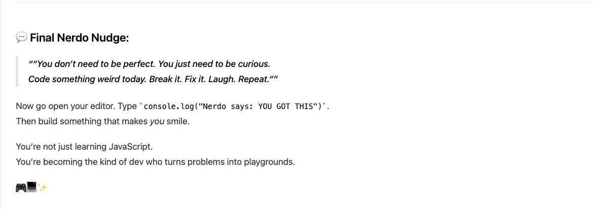 NerdLevelTech's tweet image. How to make learning fun with Nerdo when learning javascript :) 
Answer:
nerdleveltech.com/nerdo?q=how%20…