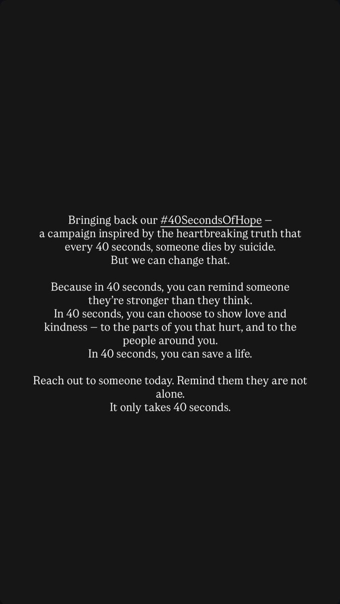 💟 [251025] IG STORY UPDATE

“Reach out to someone today. Remind them they are not alone. It only takes 40 seconds.”

Sophia once again encourages everyone to join MentalHealthPH’s #40SecondsOfHope campaign 💜⭐️ You can choose to show love and kindness in just a short amount of